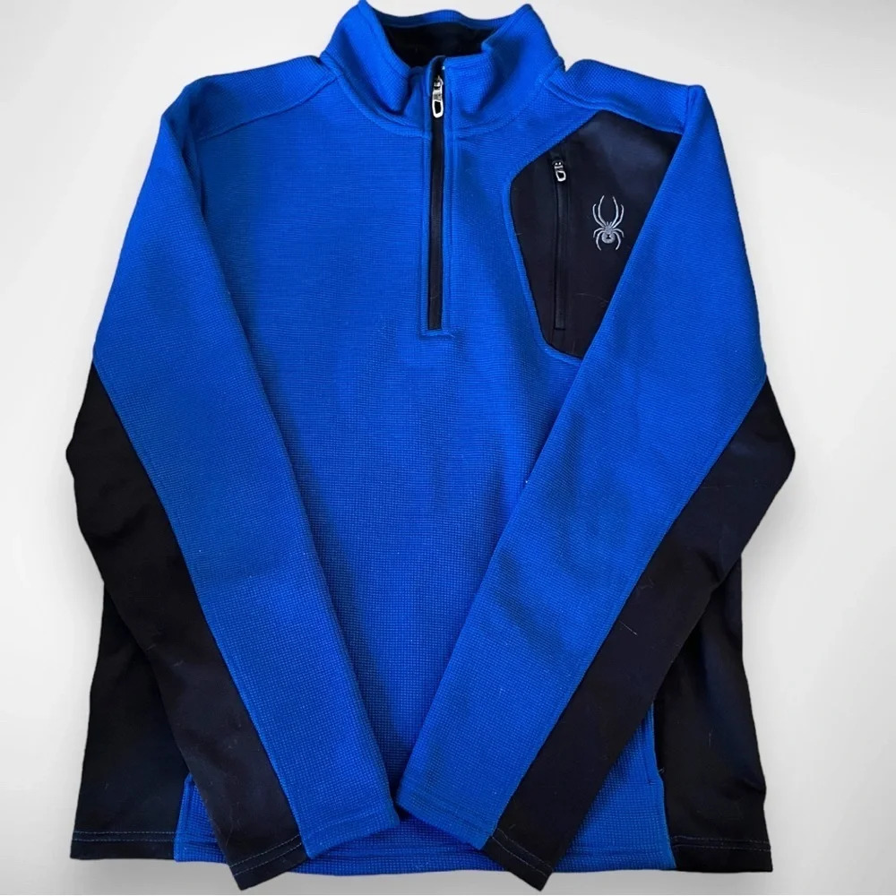 SPYDER Men's Blue and Black Raider 1/4 Zip Sweater Medium | EUC